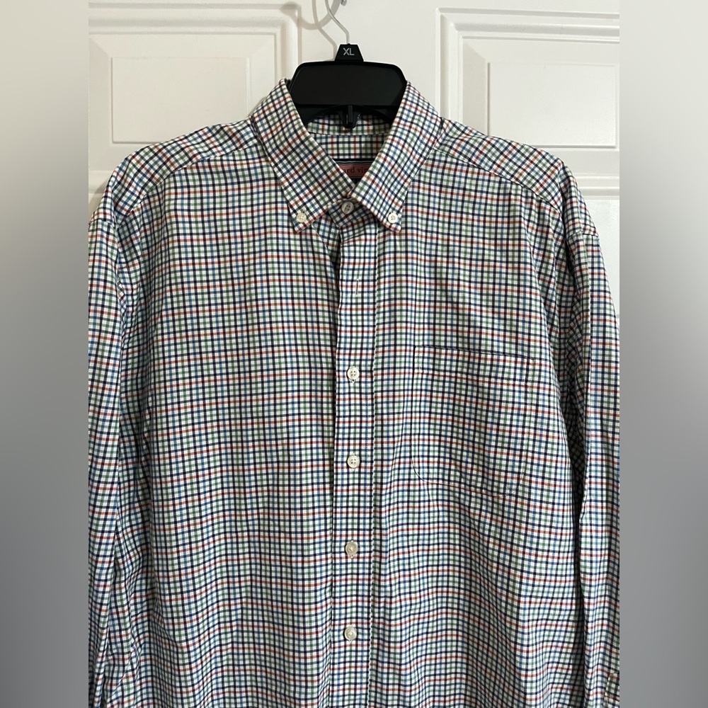 Vineyard Vines Murray Shirt Shep & Ian Mens L Blue Orange Plaid Button Up Preppy